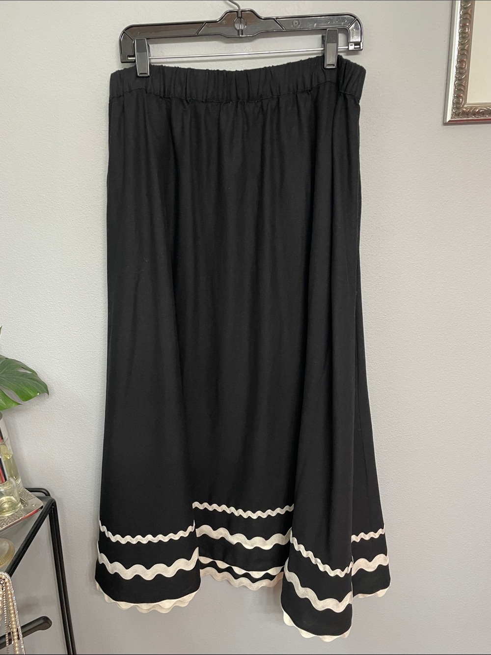 Alix Friedberg Black/Cream Maxi Ric Rac Applique Skirt L - Picture 3 of 6